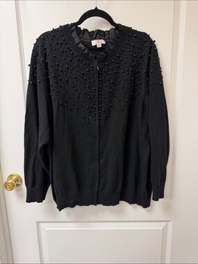 Quacker Factory Black Beaded Sweater